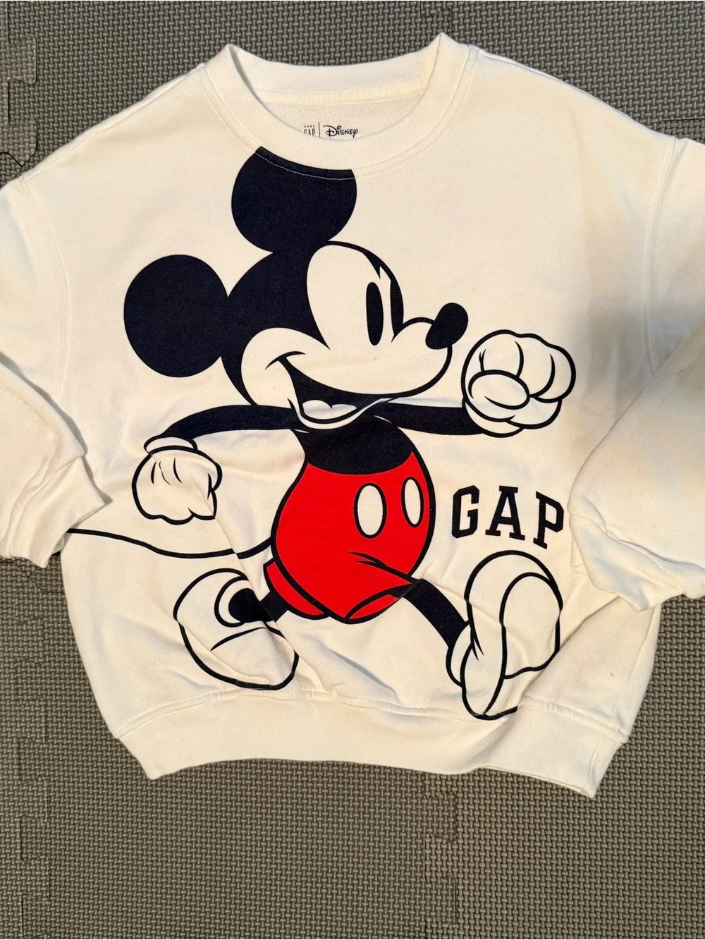 Gap / Disney White Sweatshirt with Black Mickey Graphic